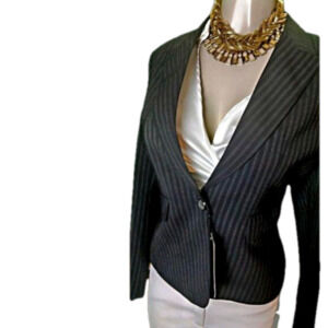 Expozay fitted blazer jacket double pin striped size large NWT